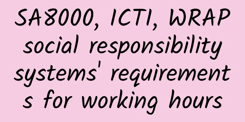 SA8000, ICTI, WRAP social responsibility systems' requirements for working hours