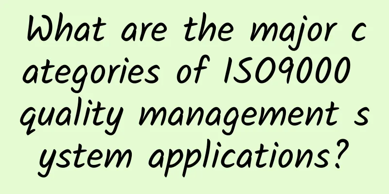 What are the major categories of ISO9000 quality management system applications?