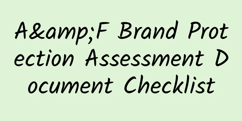 A&F Brand Protection Assessment Document Checklist