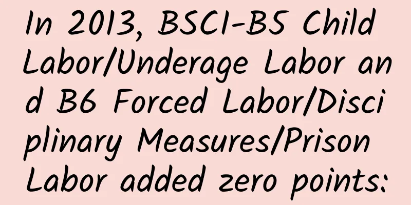 In 2013, BSCI-B5 Child Labor/Underage Labor and B6 Forced Labor/Disciplinary Measures/Prison Labor added zero points: