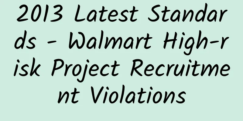 2013 Latest Standards - Walmart High-risk Project Recruitment Violations