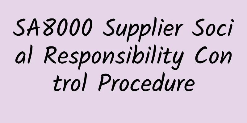 SA8000 Supplier Social Responsibility Control Procedure