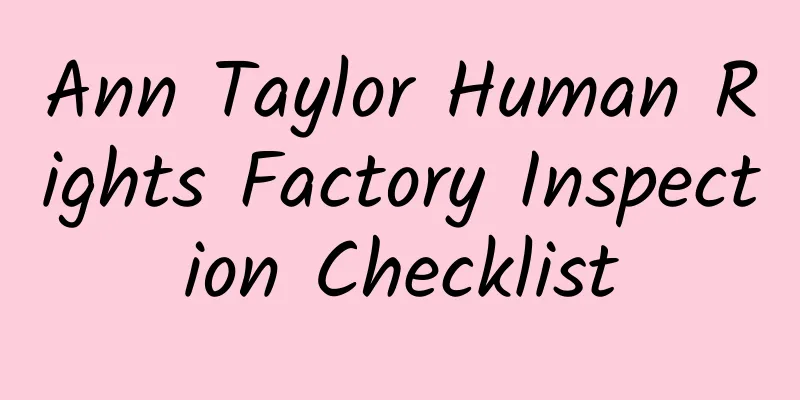 Ann Taylor Human Rights Factory Inspection Checklist