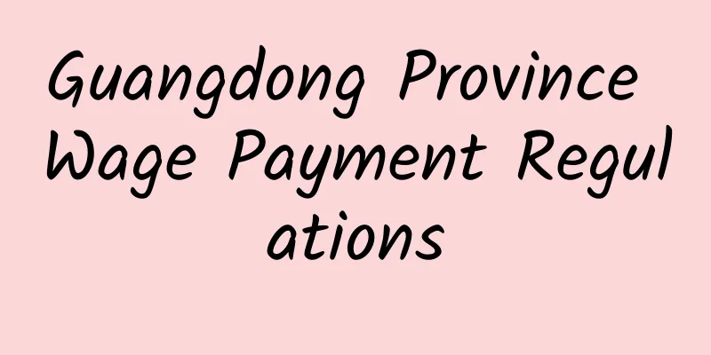 Guangdong Province Wage Payment Regulations