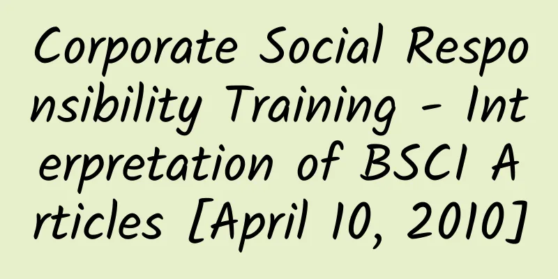 Corporate Social Responsibility Training - Interpretation of BSCI Articles [April 10, 2010]